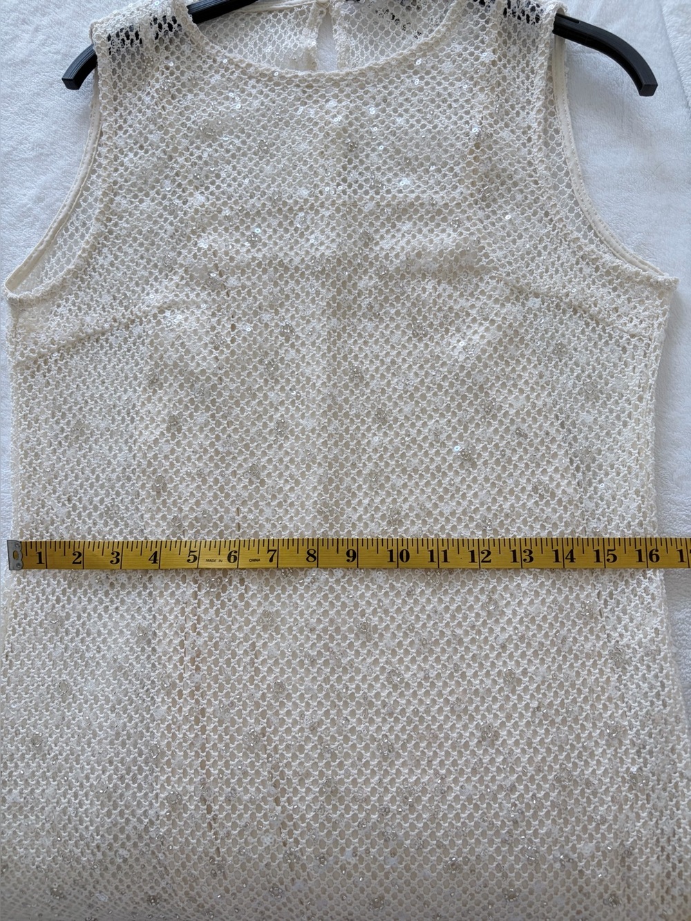 Zara Crochet Sequin Midi Dress Beige Large - Picture 16 of 16